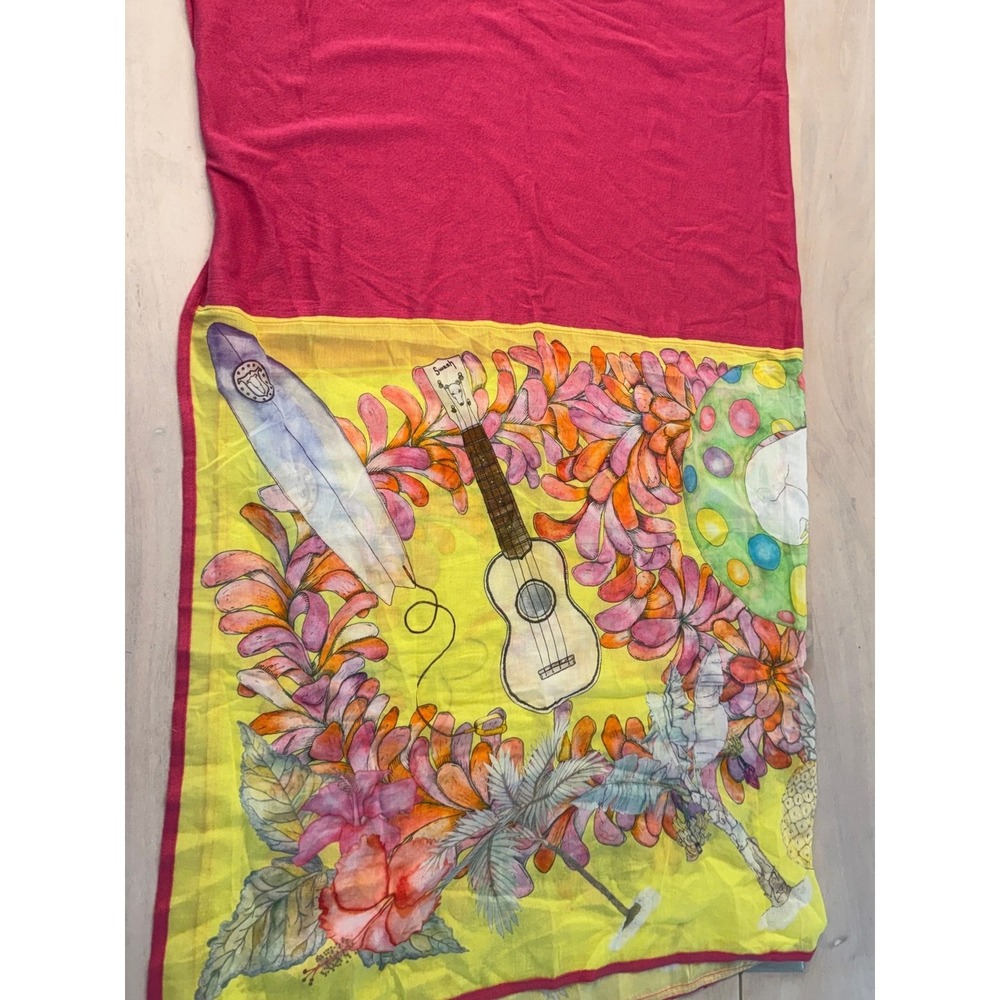 SWASH London Spring Summer 2012 Silk Cotton Cashmere Scarf Pink Yellow Tropical